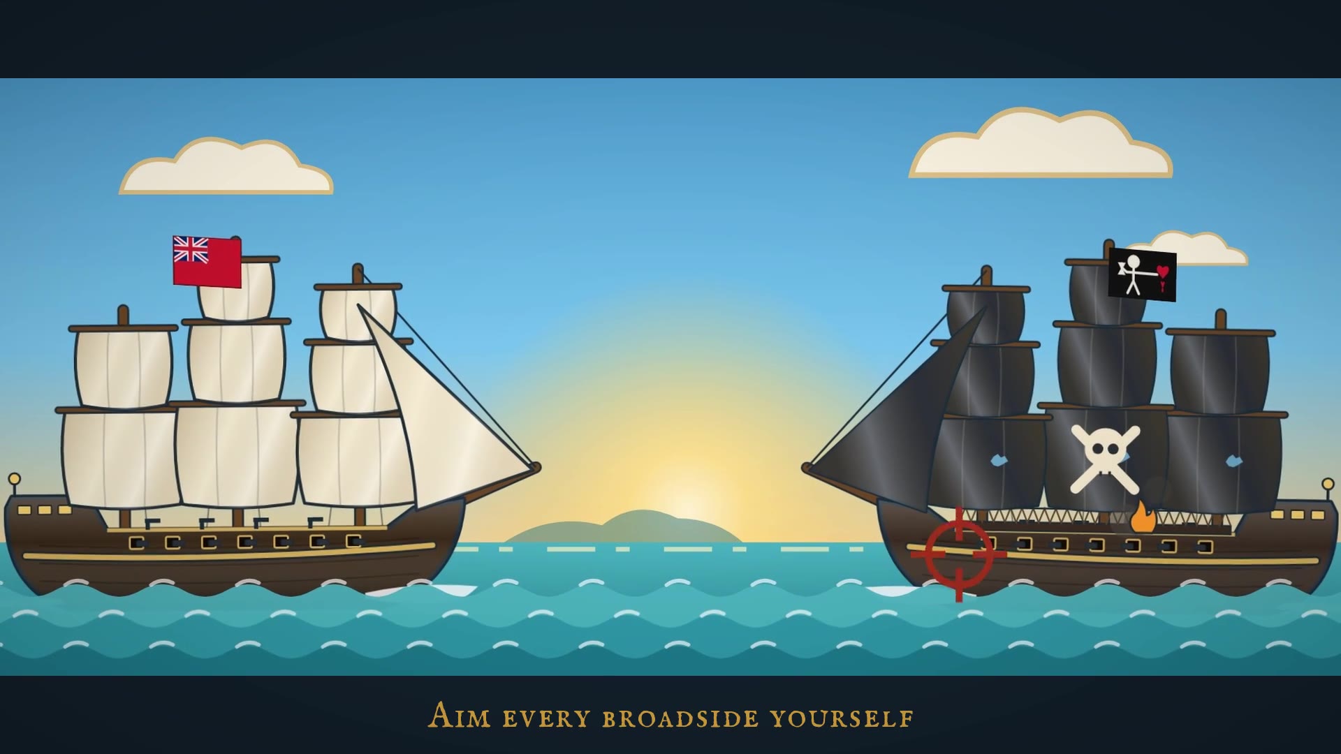 Sea battle against a pirate ship